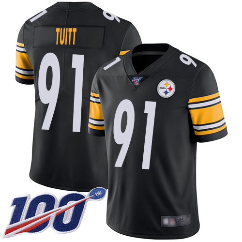 Men Pittsburgh Steelers Football 91 Limited Black Stephon Tuitt Home 100th Season Vapor Untouchable Nike NFL Jersey